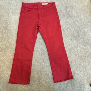 Anthropologie Pilcro and the Letterpress Coral Red Script Faded Crop Raw Hem 30